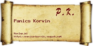 Panics Korvin névjegykártya